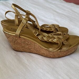 Kate Spade Metallic Gold Wedge Sandals
